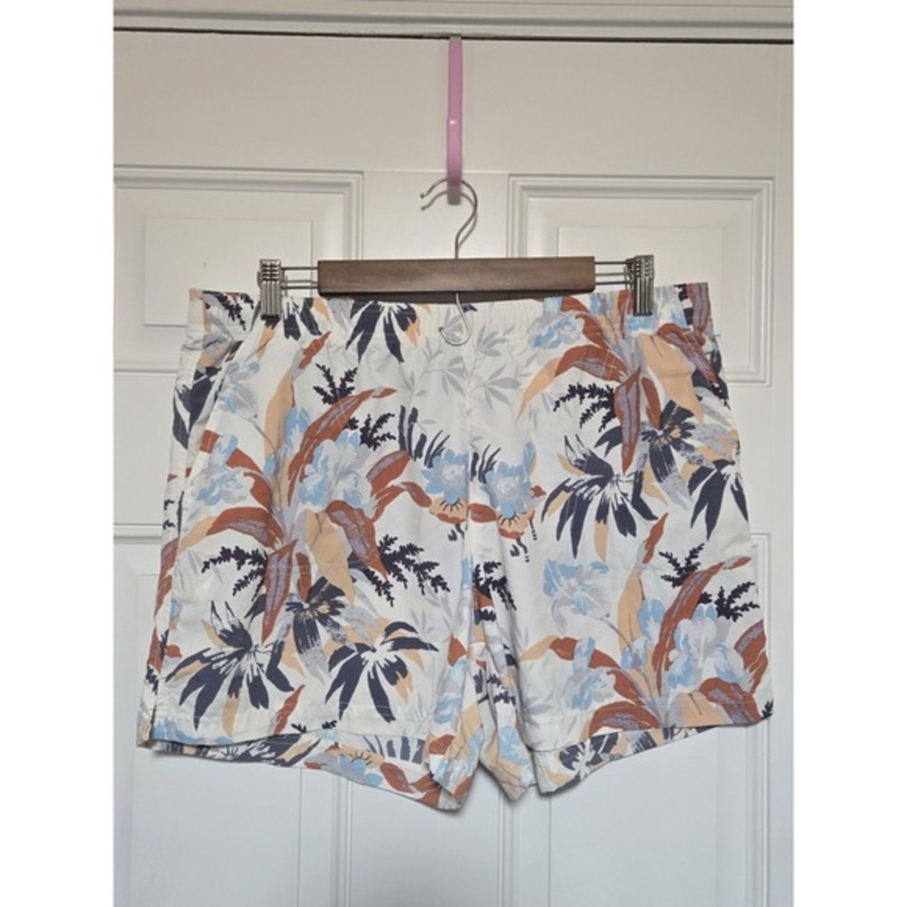 Columbia Swim Shorts‎ Mens Size Large 5" Length White Floral Hawaiian Trunks